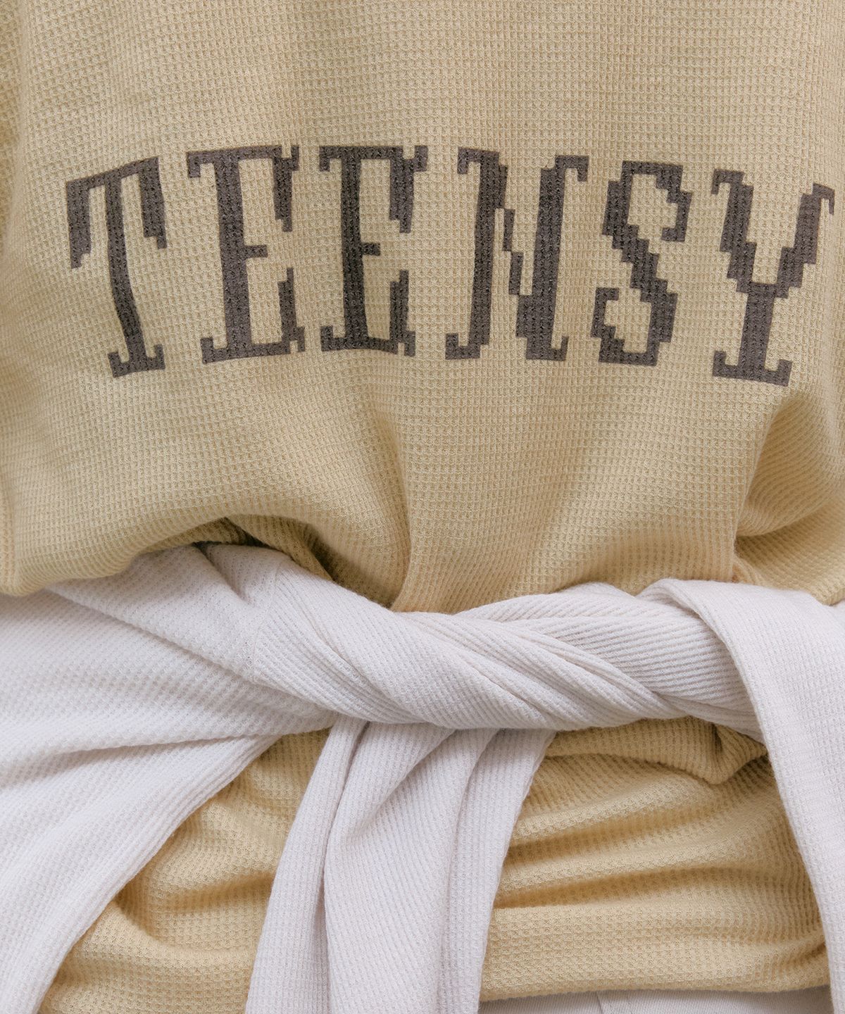 틴시(TEENSY) 프린티드 와플 롱 슬리브 티 (버터)