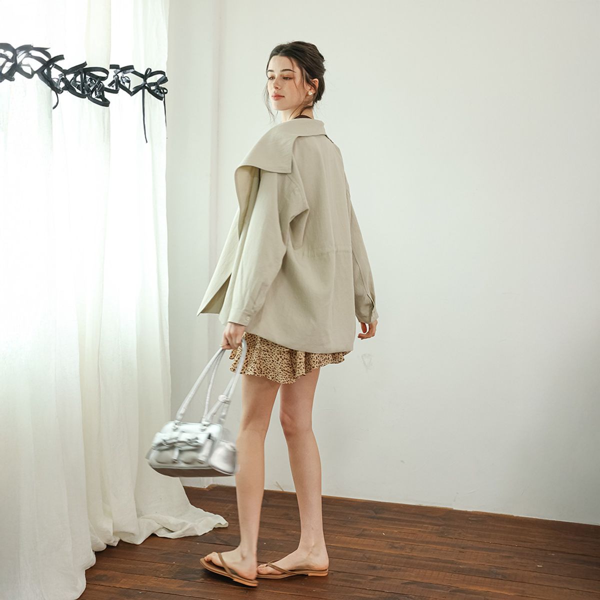 던드롭(DUNDROP) DD_Draped collar lightweight jacket_LIGHT BEIGE