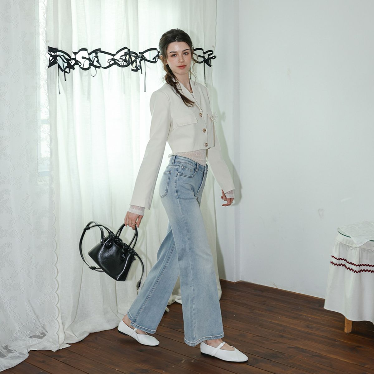 던드롭(DUNDROP) DD_Cropped tailored jacket_IVORY