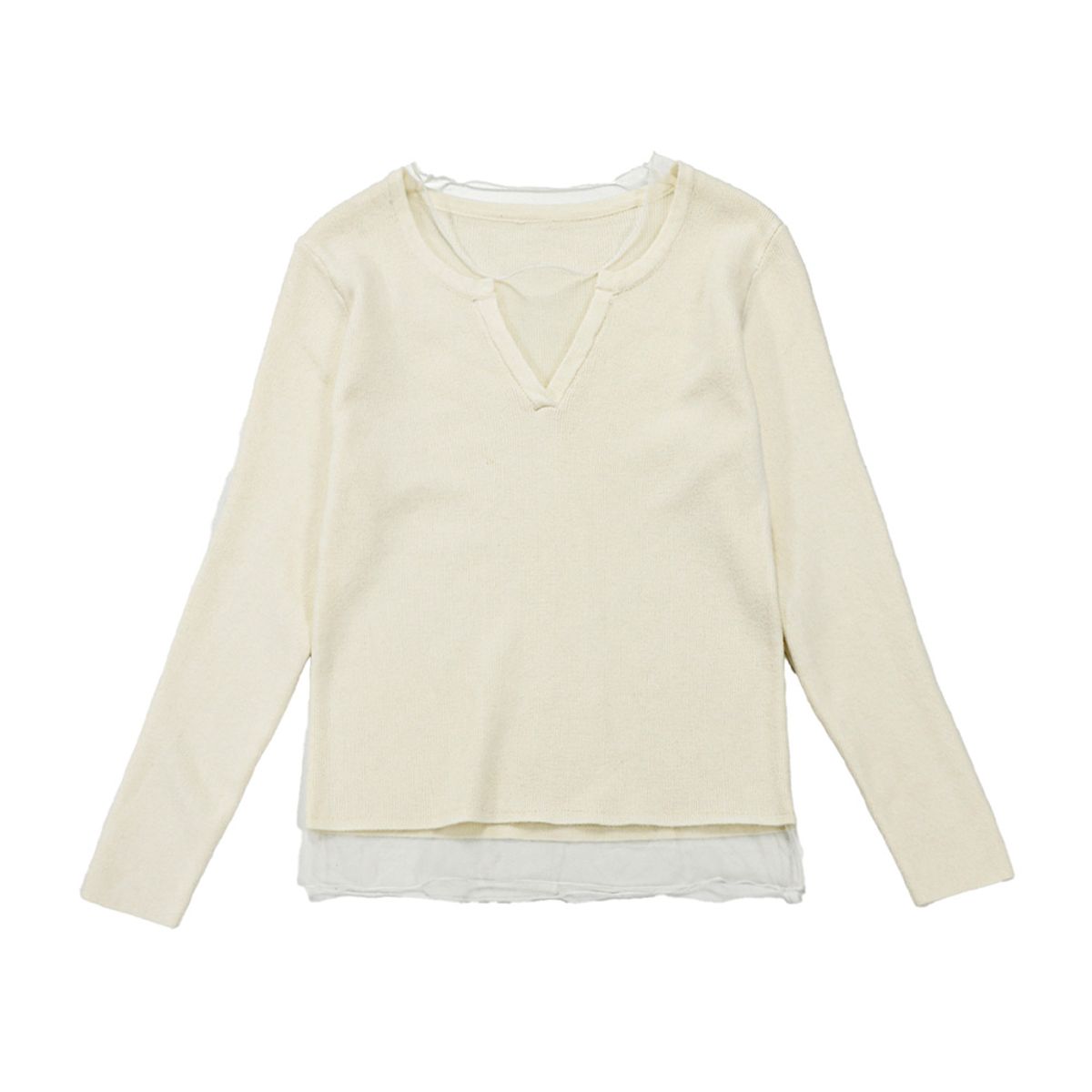 던드롭(DUNDROP) DD_Sheer neckline knit top_3color