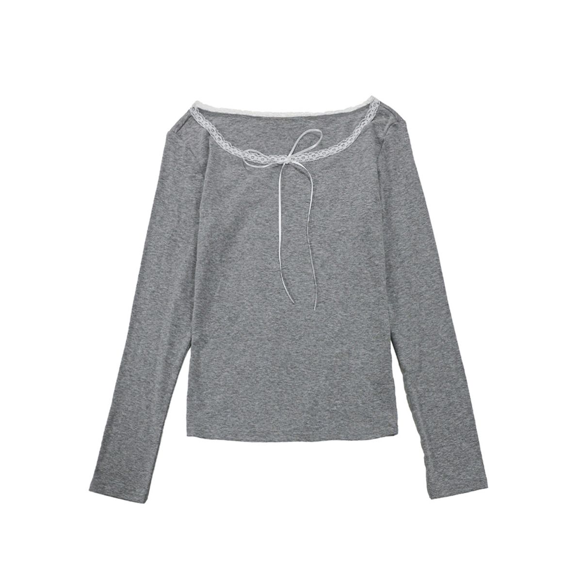 던드롭(DUNDROP) DD_Ribbon detail slim fit top_2color