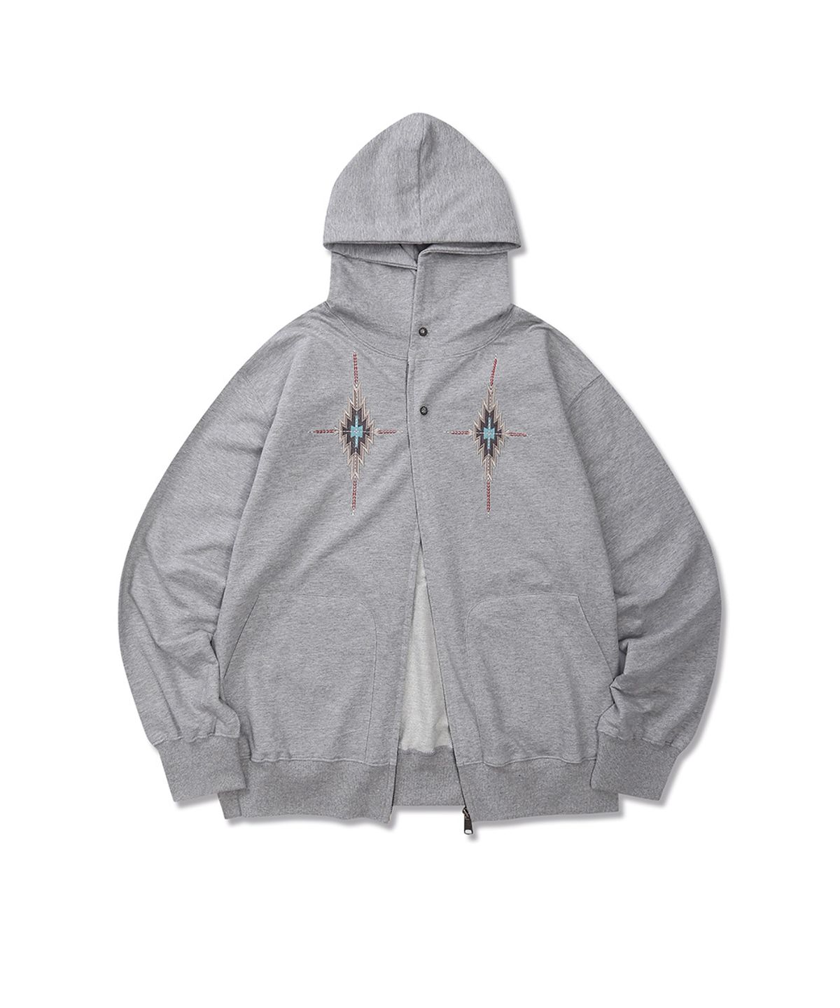 오가프(OGARP) Navaho Embroidery Zip-up Hoodie Melangegray