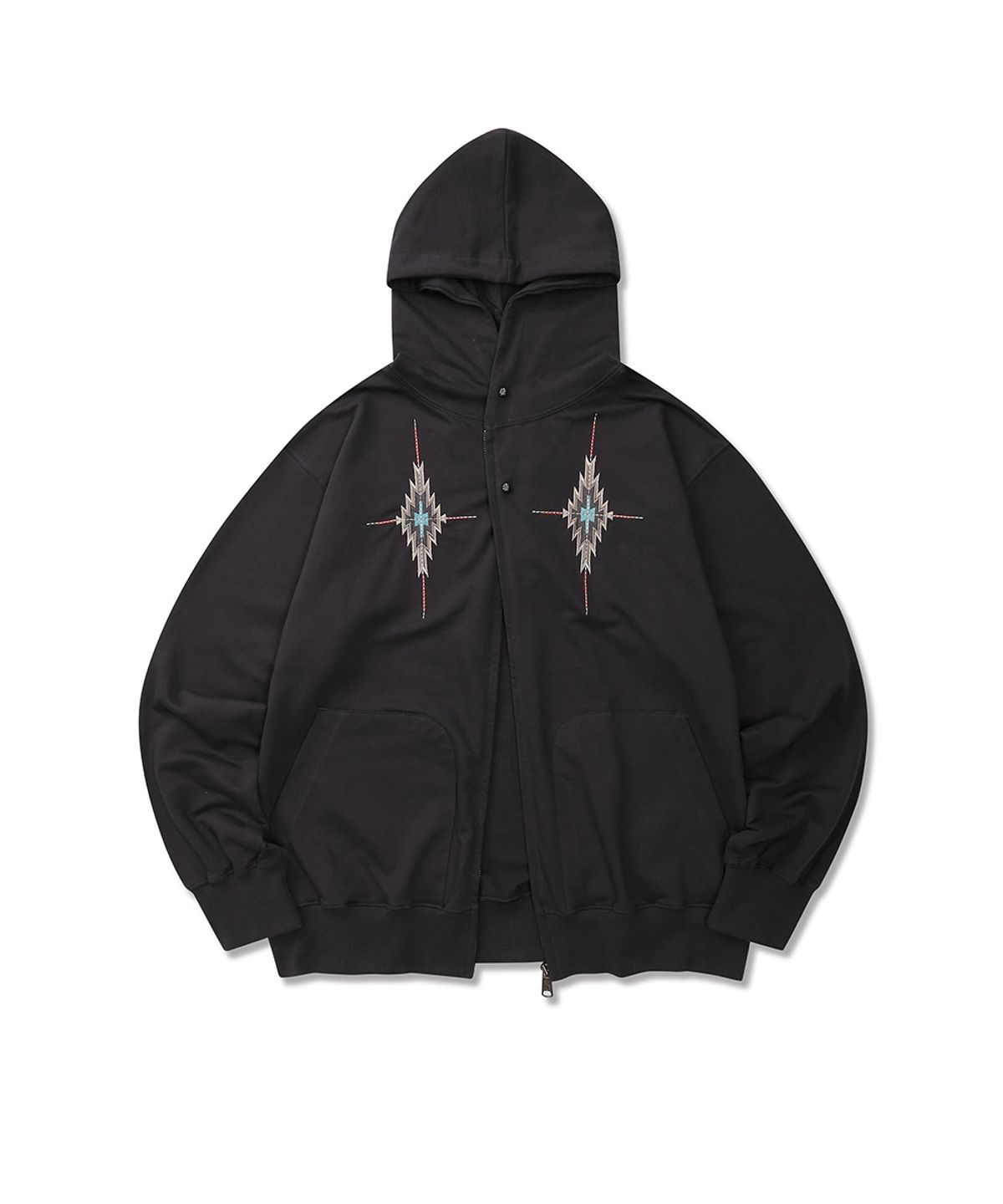 오가프(OGARP) Navaho Embroidery Zip-up Hoodie Charcoal
