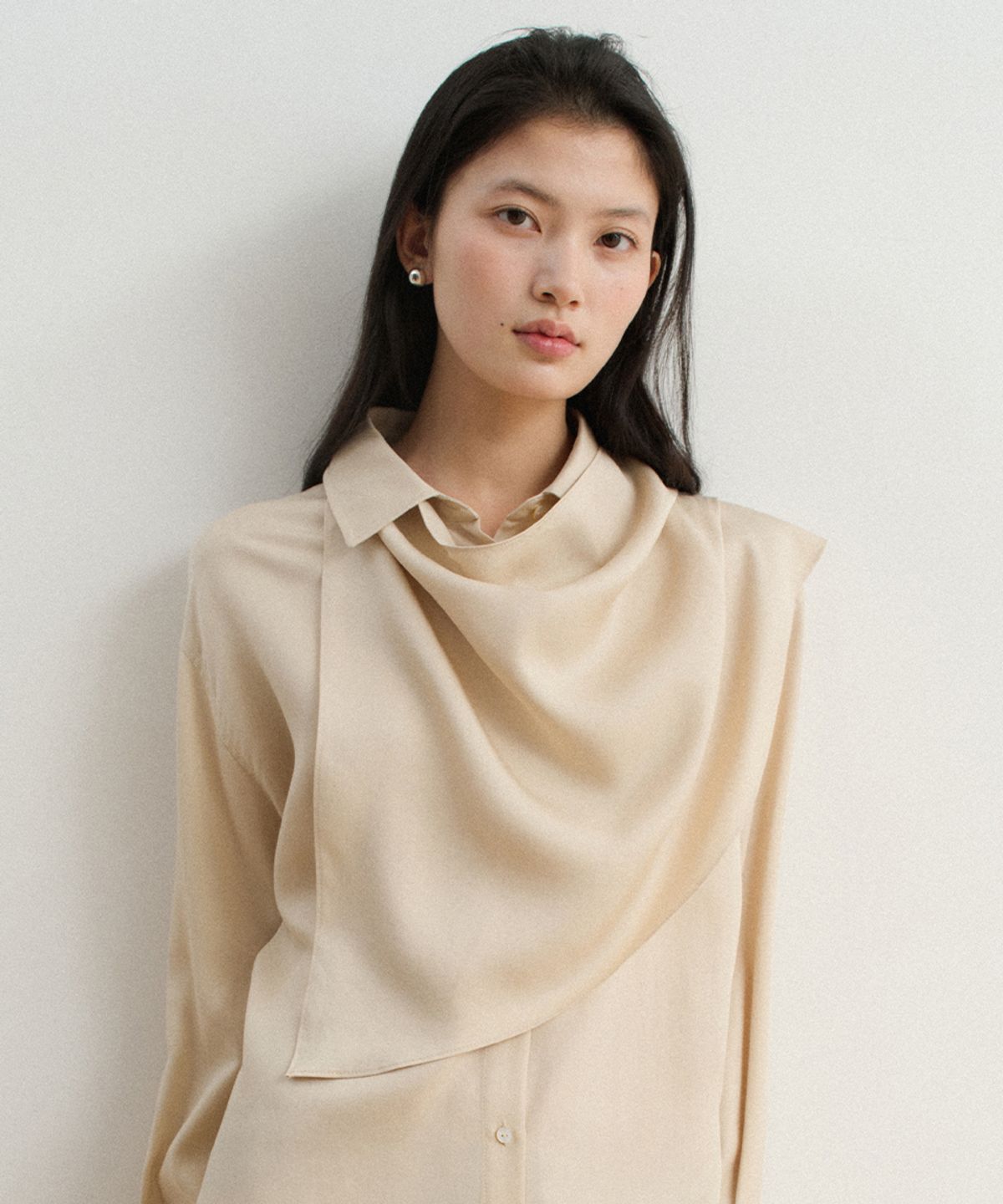 토와브(TOWAV) LAYER SHIRT DRESS_CREAM YELLOW