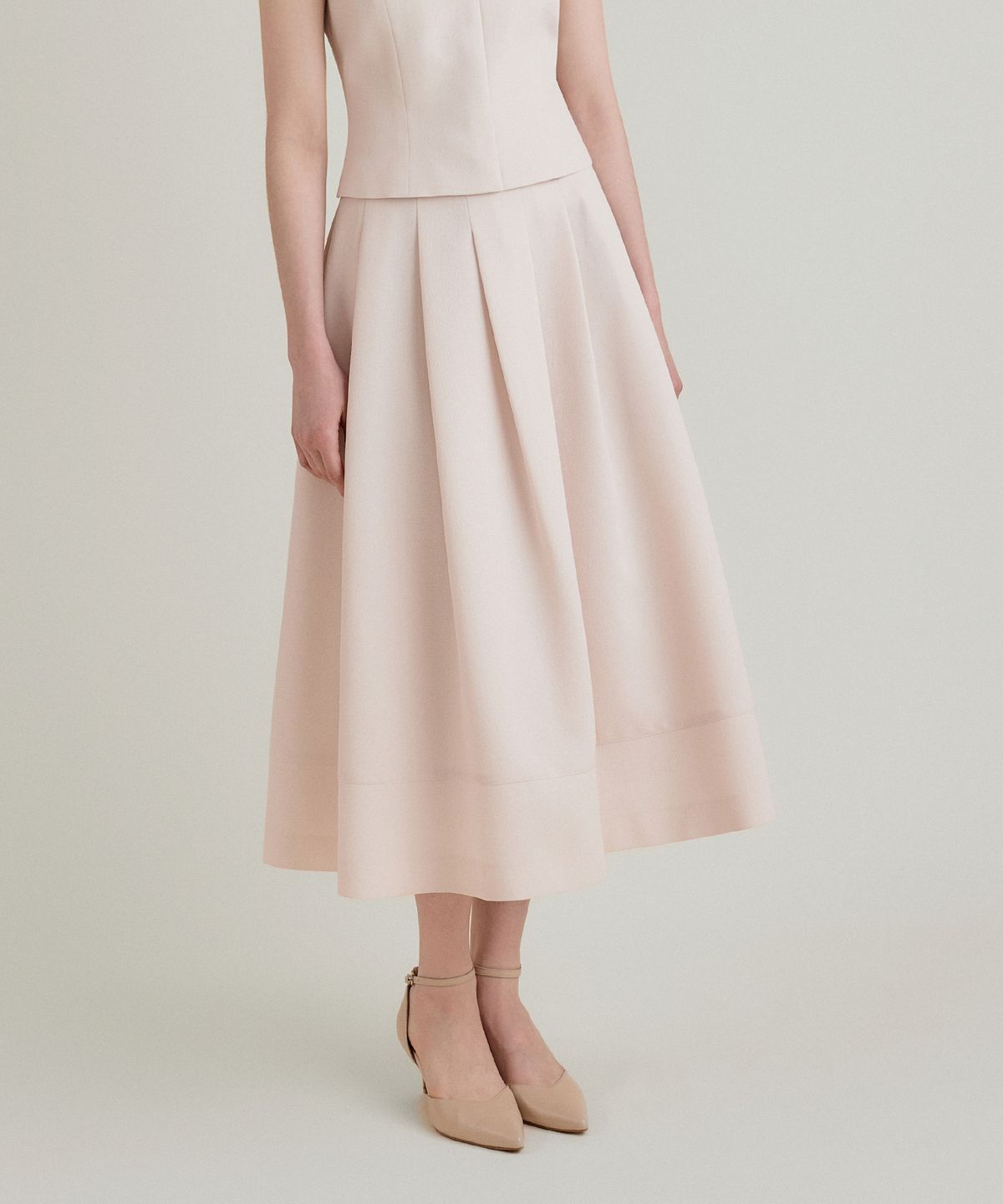 토와브(TOWAV) LENNE FLARE SKIRT_PALE PINK
