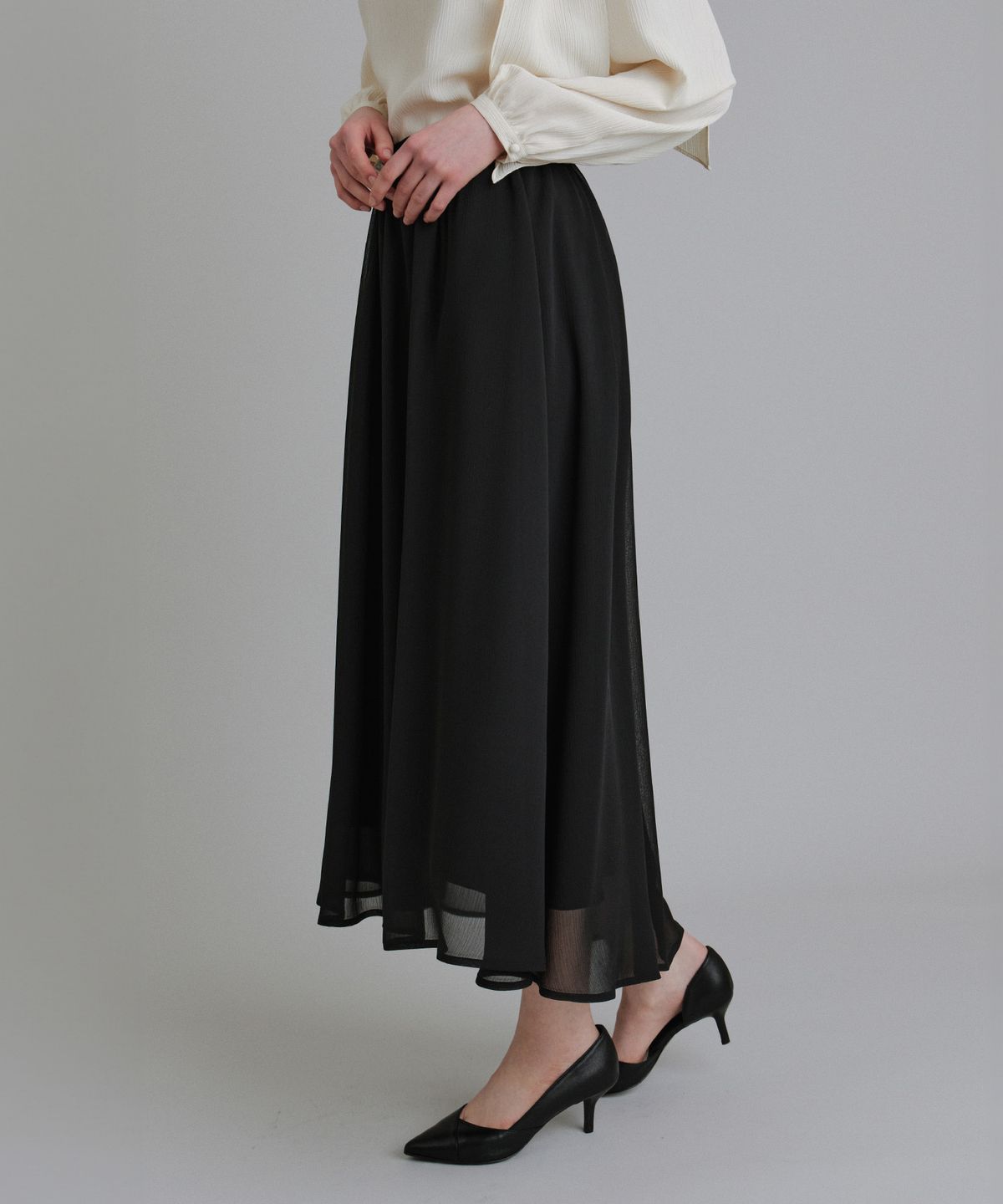 토와브(TOWAV) LISS SHIRRING SKIRT_BLACK