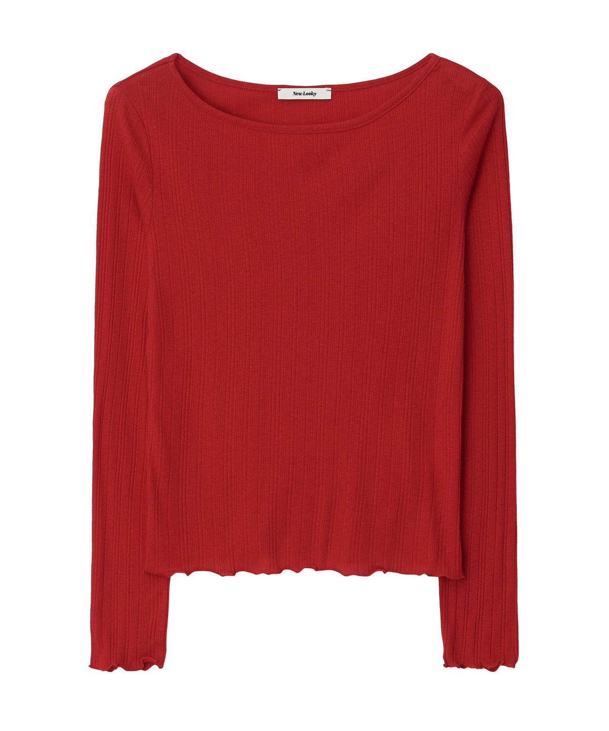 뉴루키(NEW LOOKY) Slim fit boat neck t-shirt  _Red