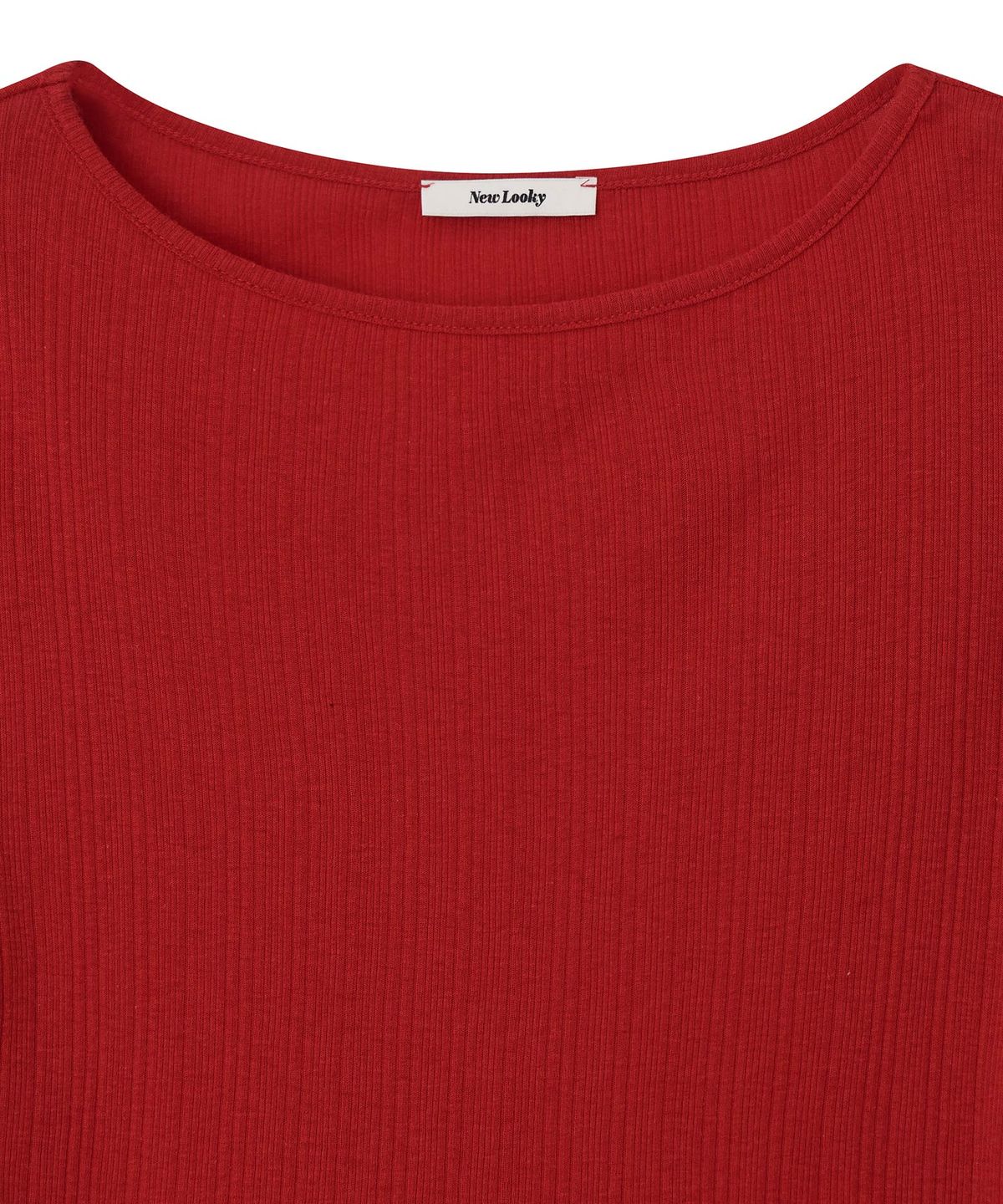 뉴루키(NEW LOOKY) Slim fit boat neck t-shirt  _Red