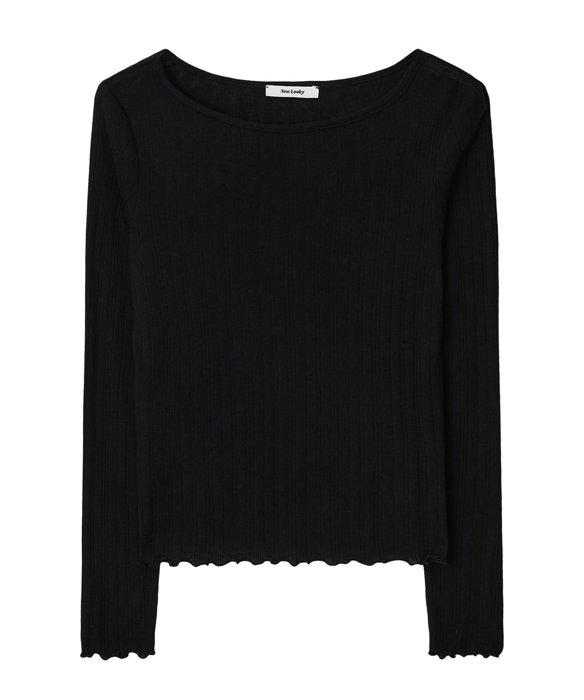 뉴루키(NEW LOOKY) Slim fit boat neck t-shirt  _Black