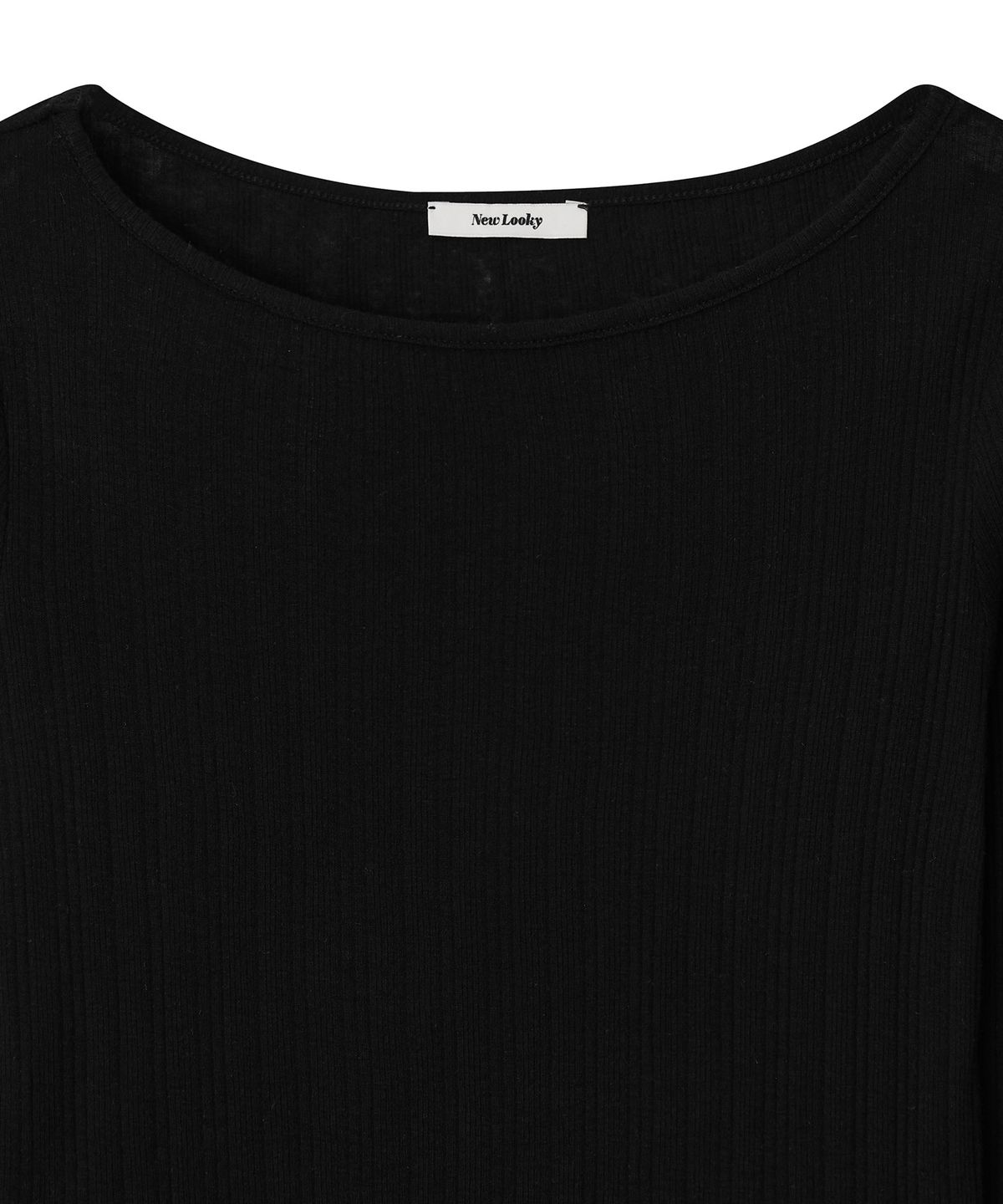 뉴루키(NEW LOOKY) Slim fit boat neck t-shirt  _Black