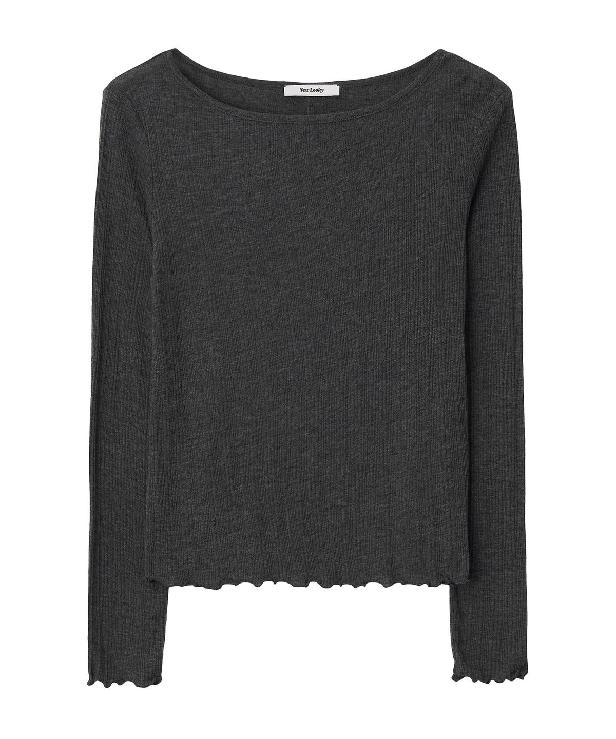 뉴루키(NEW LOOKY) Slim fit boat neck t-shirt  _Charcoal grey