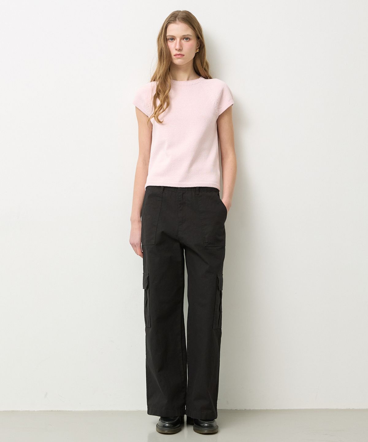 뉴루키(NEW LOOKY) Feminine short-sleeved knit_Light pink