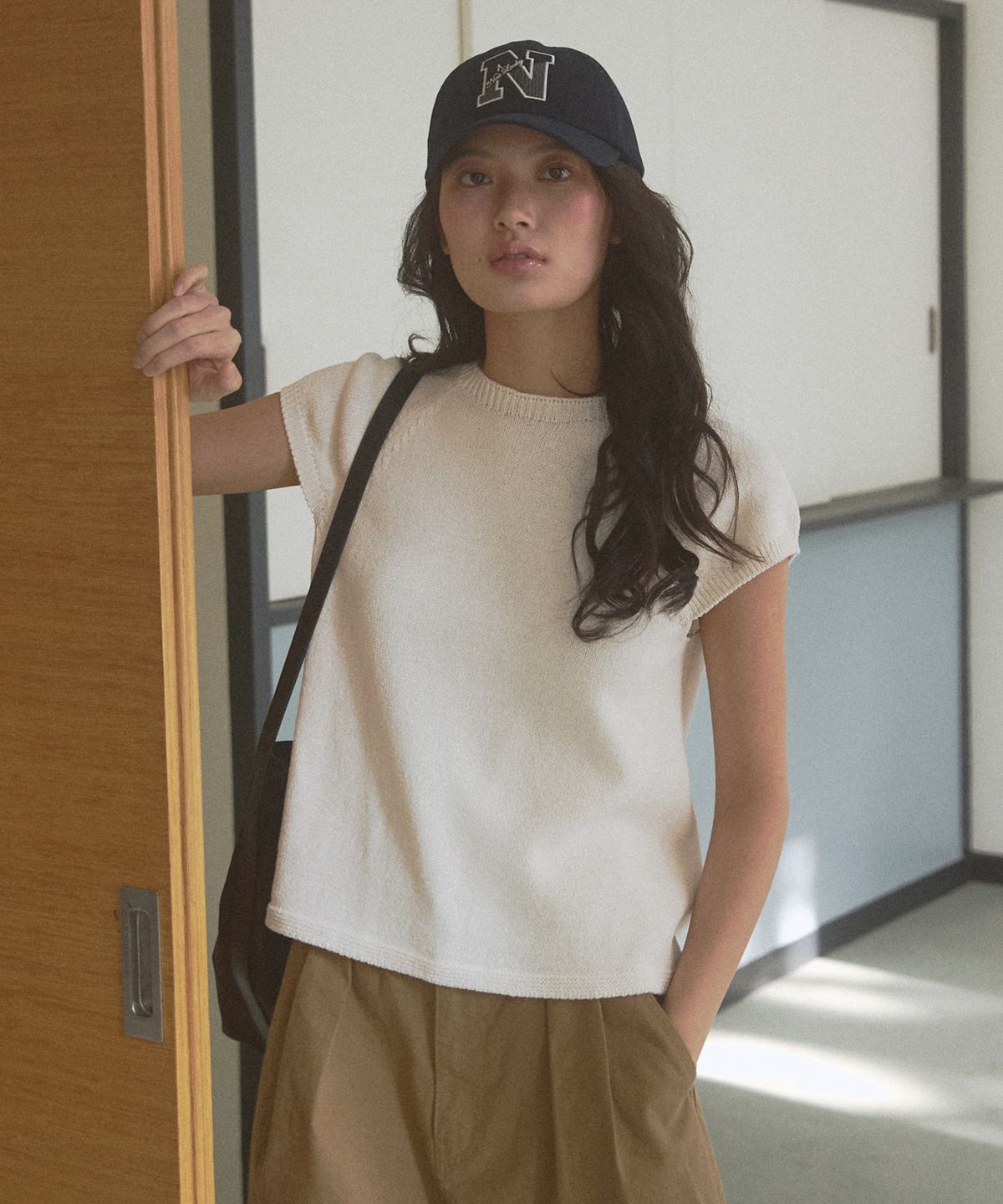 뉴루키(NEW LOOKY) Feminine short-sleeved knit_Ivory