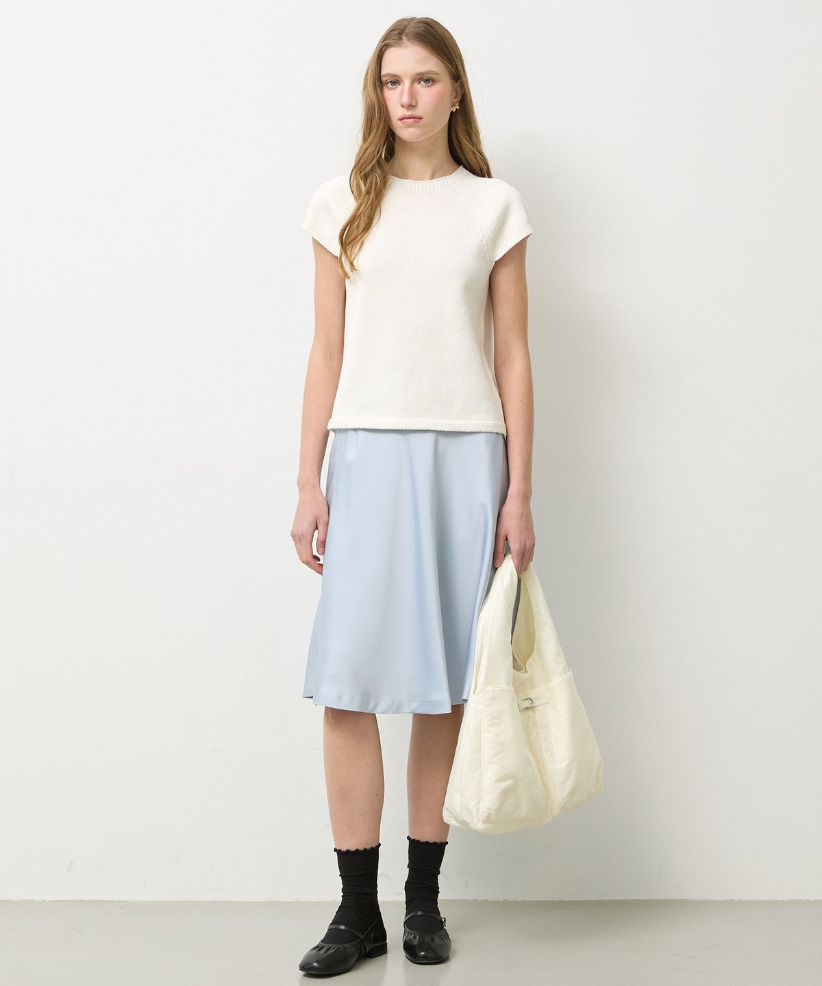 뉴루키(NEW LOOKY) Feminine short-sleeved knit_Ivory