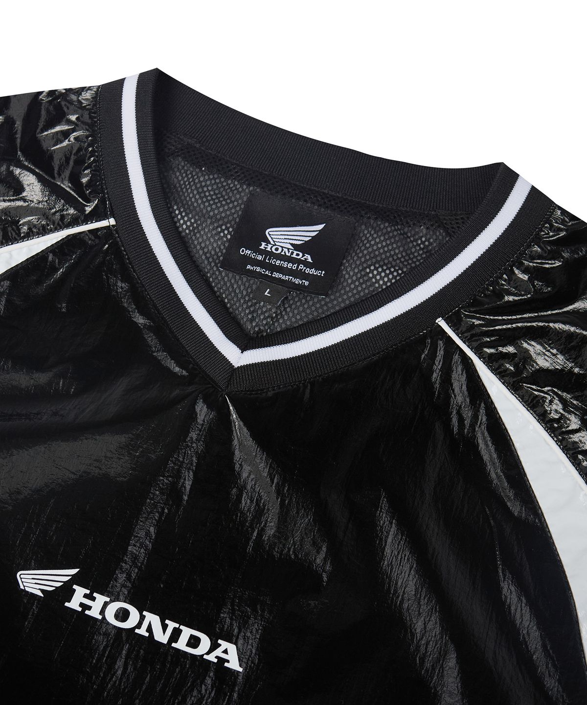 핍스 모터사이클(PHYPS MOTORCYCLE) Glosy Nylon V Neck Short Sleeve Black