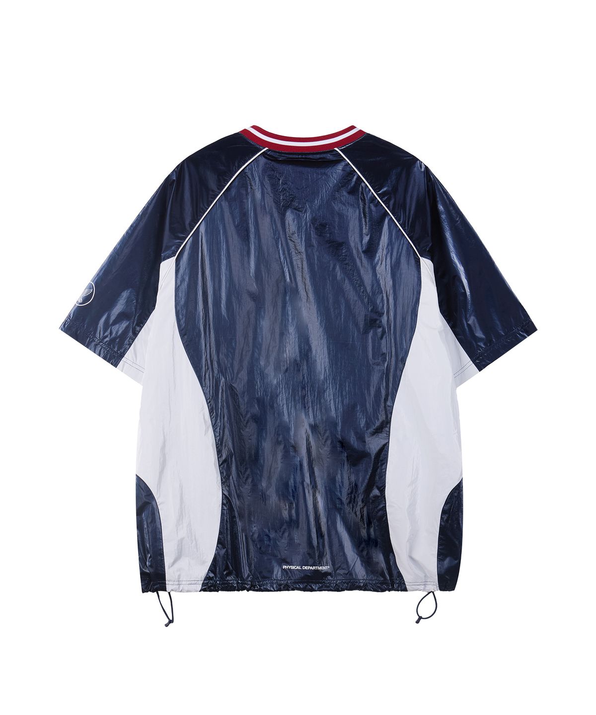 핍스 모터사이클(PHYPS MOTORCYCLE) Glosy Nylon V Neck Short Sleeve Navy