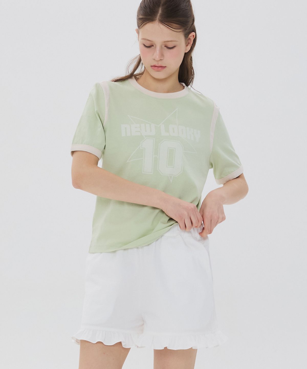 뉴루키(NEW LOOKY) Color block short sleeve t-shirt _Mint