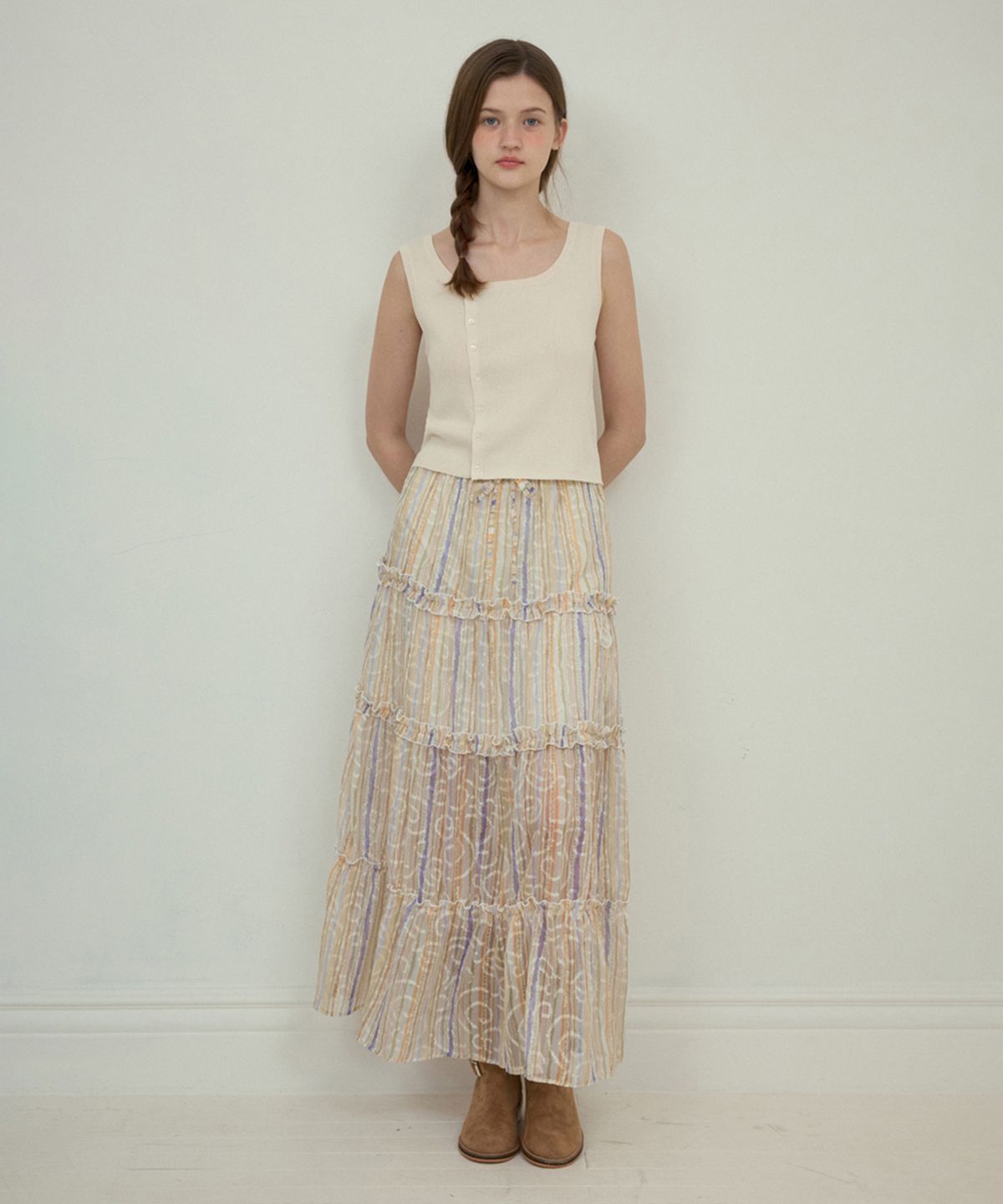 아우어노스텔지아(OURNOSTALGIA) Cider linen knit sleeveless_Ivory(OC25-KN07)