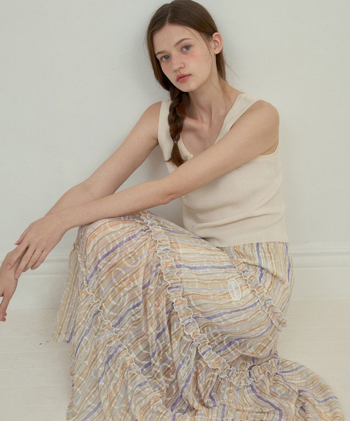 아우어노스텔지아(OURNOSTALGIA) Cider linen knit sleeveless_Ivory(OC25-KN07)