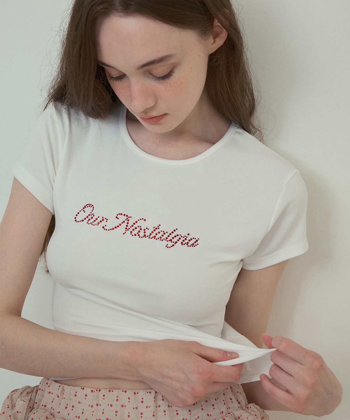 아우어노스텔지아(OURNOSTALGIA) Logo cubic t-shirt_Ivory(O25-TP13)