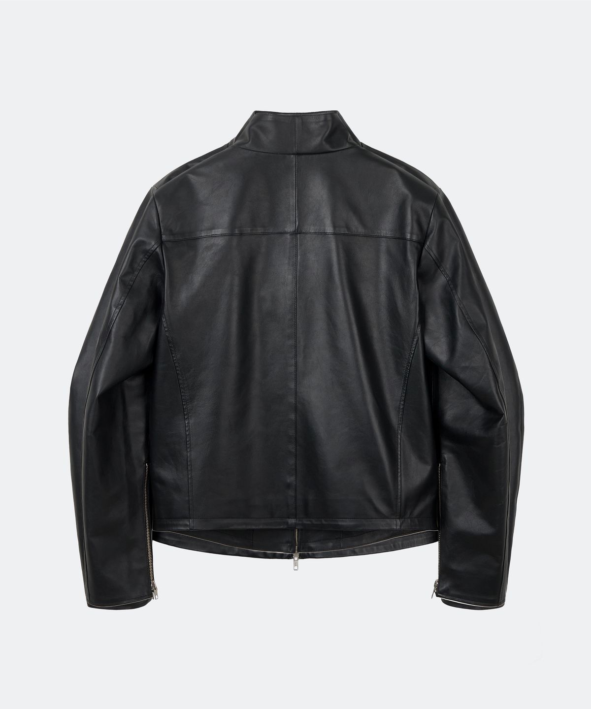 유지(YUJI) LAYERED COLLAR LEATHER JACKET BLACK