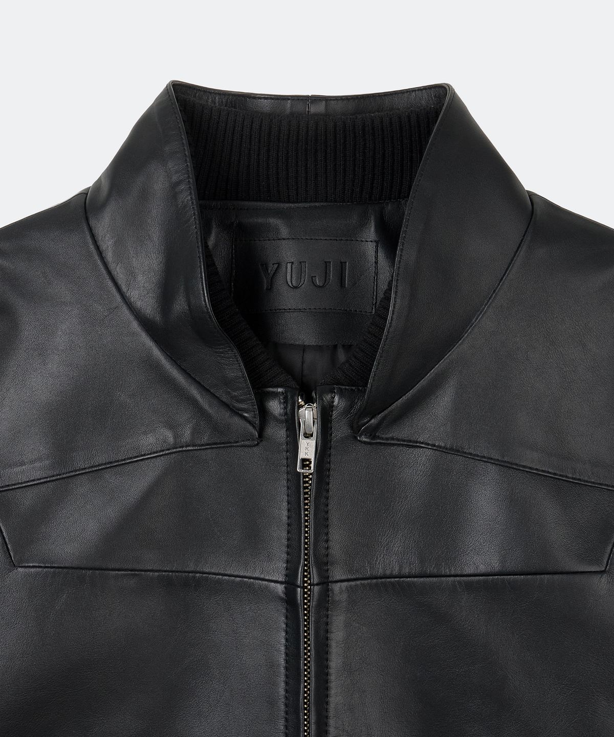 유지(YUJI) LAYERED COLLAR LEATHER JACKET BLACK