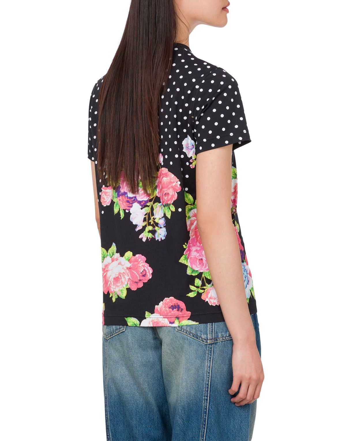 모스키노(MOSCHINO) 도트 플라워 코튼 저지 티셔츠