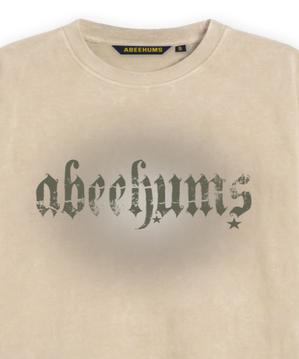 어비험즈(ABEEHUMS) 피그먼트 다잉 스타 반팔 티셔츠 ABH365-111 베이지
