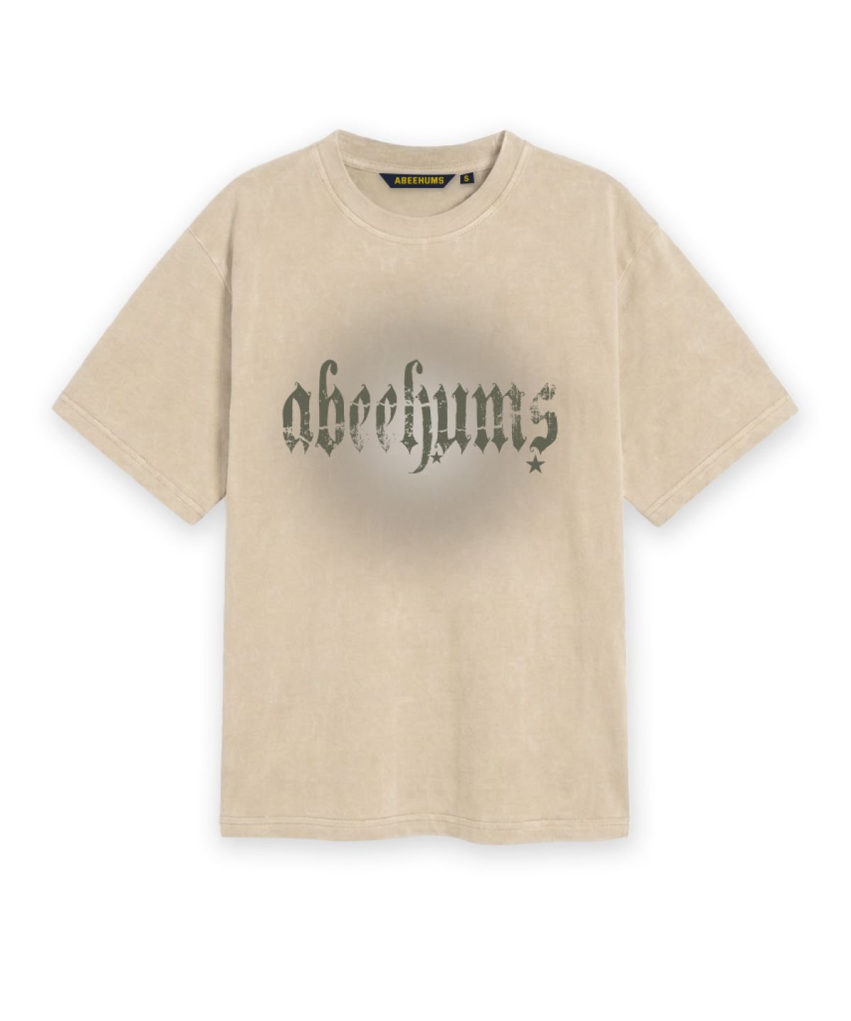 어비험즈(ABEEHUMS) 피그먼트 다잉 스타 반팔 티셔츠 ABH365-111 베이지