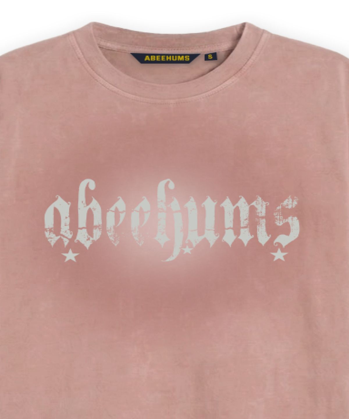 어비험즈(ABEEHUMS) 피그먼트 다잉 스타 반팔 티셔츠 ABH365-111 더스티핑크