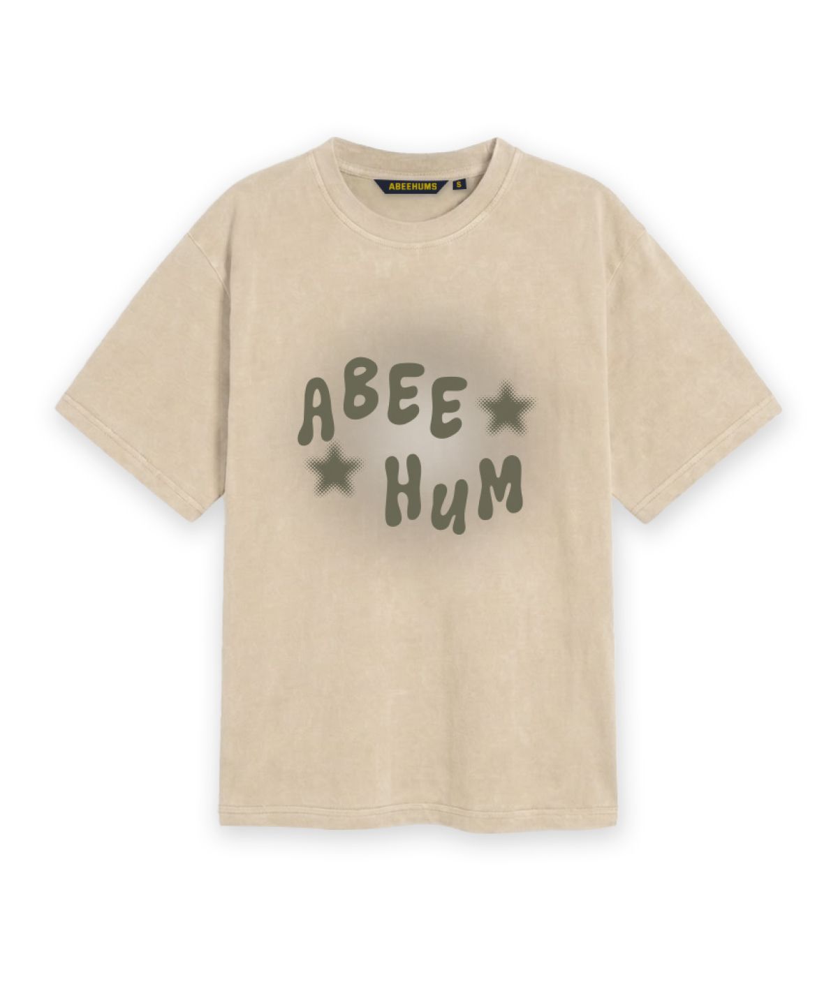어비험즈(ABEEHUMS) 피그먼트 다잉 펑크 반팔 티셔츠 ABH365-110 베이지