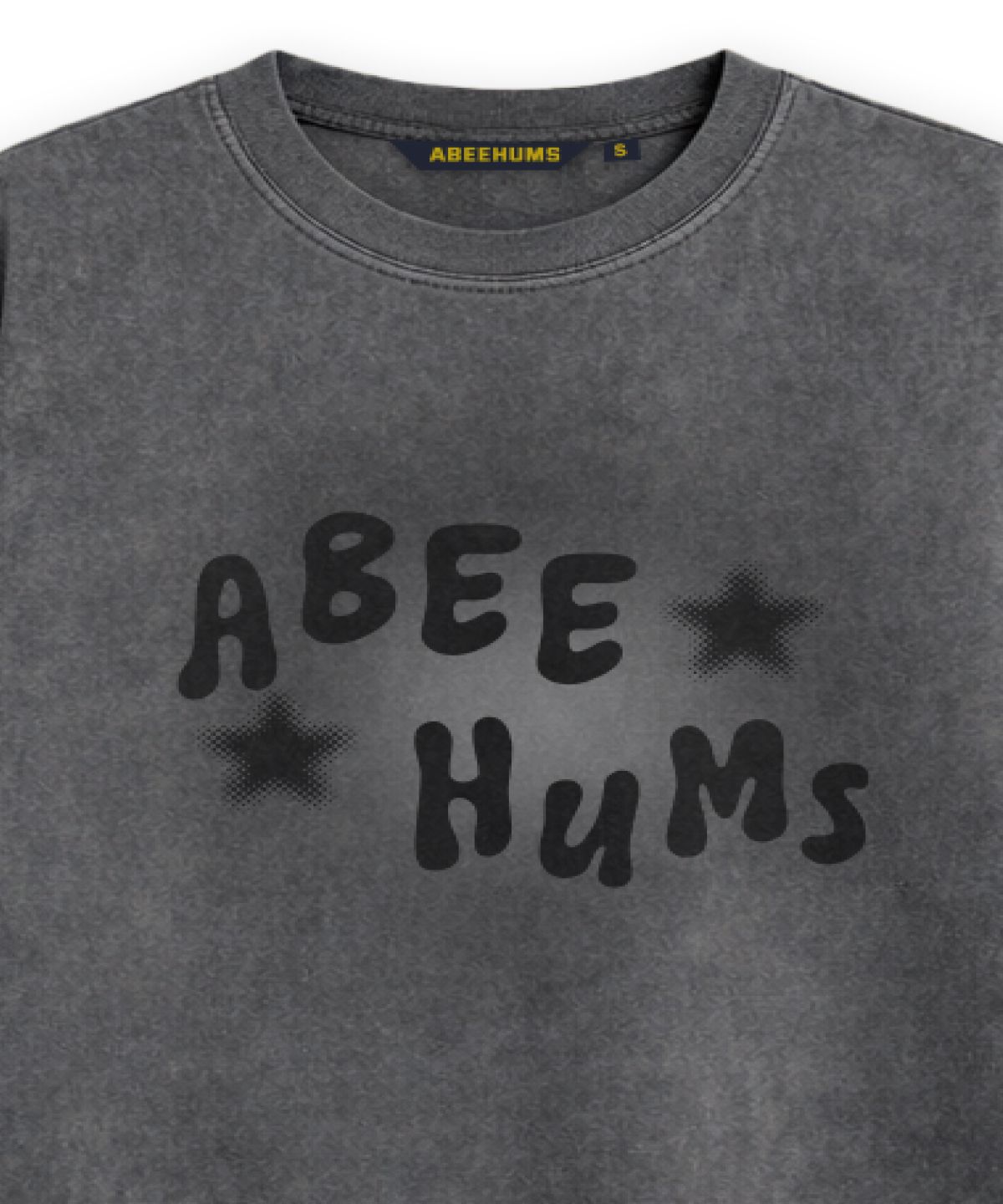어비험즈(ABEEHUMS) 피그먼트 다잉 펑크 반팔 티셔츠 ABH365-110 챠콜
