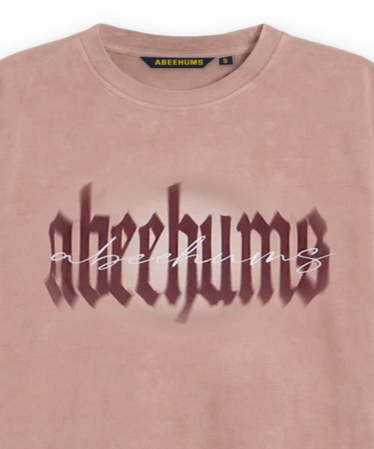어비험즈(ABEEHUMS) 피그먼트 섀도우 레터링 티셔츠 ABH365-102 더스티핑크