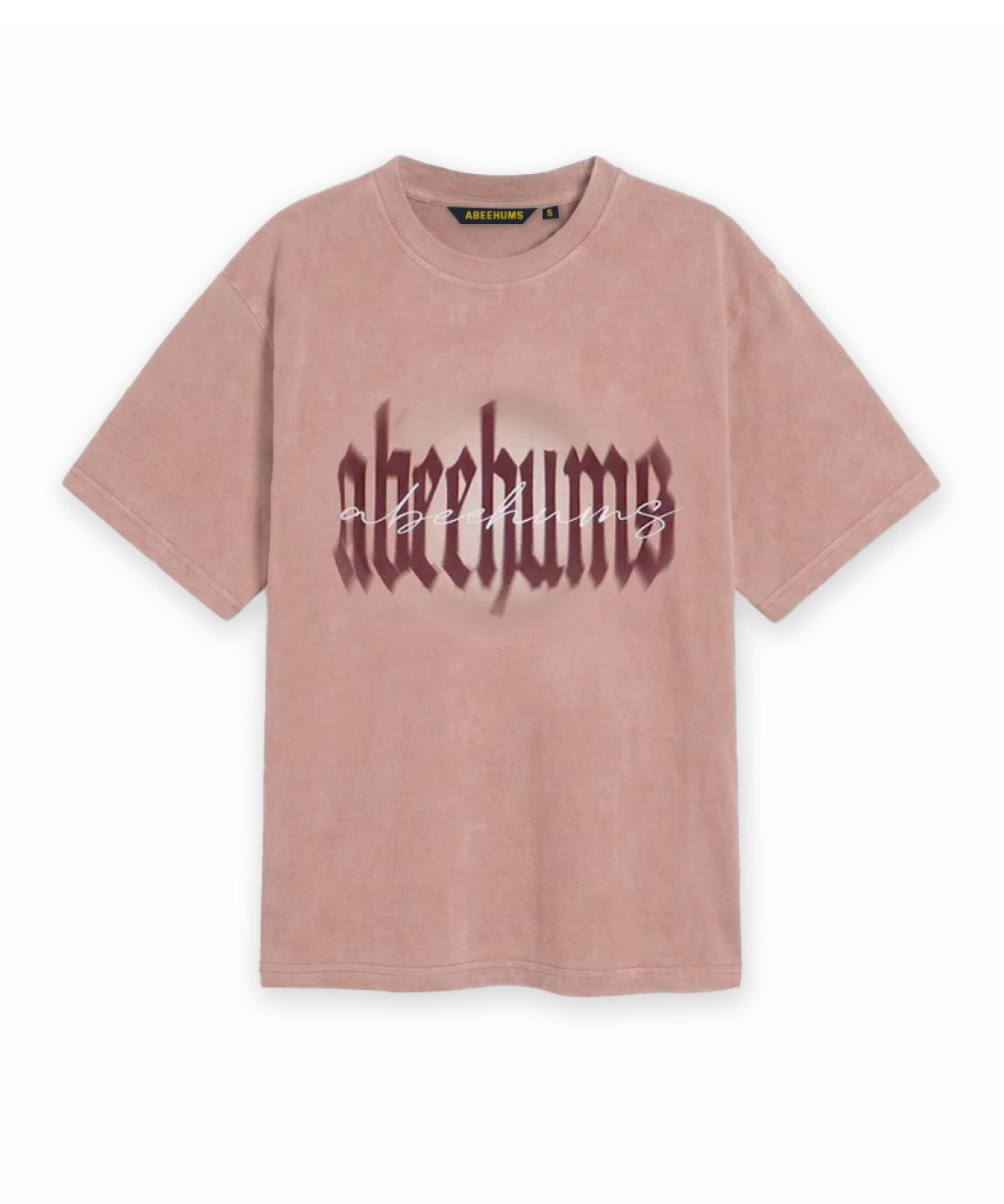 어비험즈(ABEEHUMS) 피그먼트 섀도우 레터링 티셔츠 ABH365-102 더스티핑크