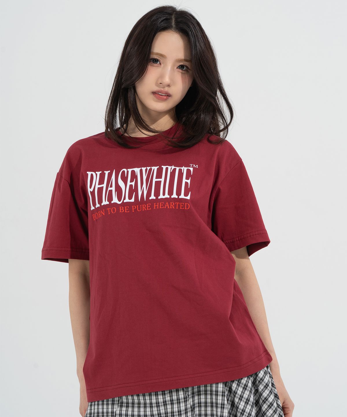 페이즈화이트(PHASEWHITE) [PHASE_3] SLOGAN LOGO TEE_BURGUNDY / 8802026-ST14
