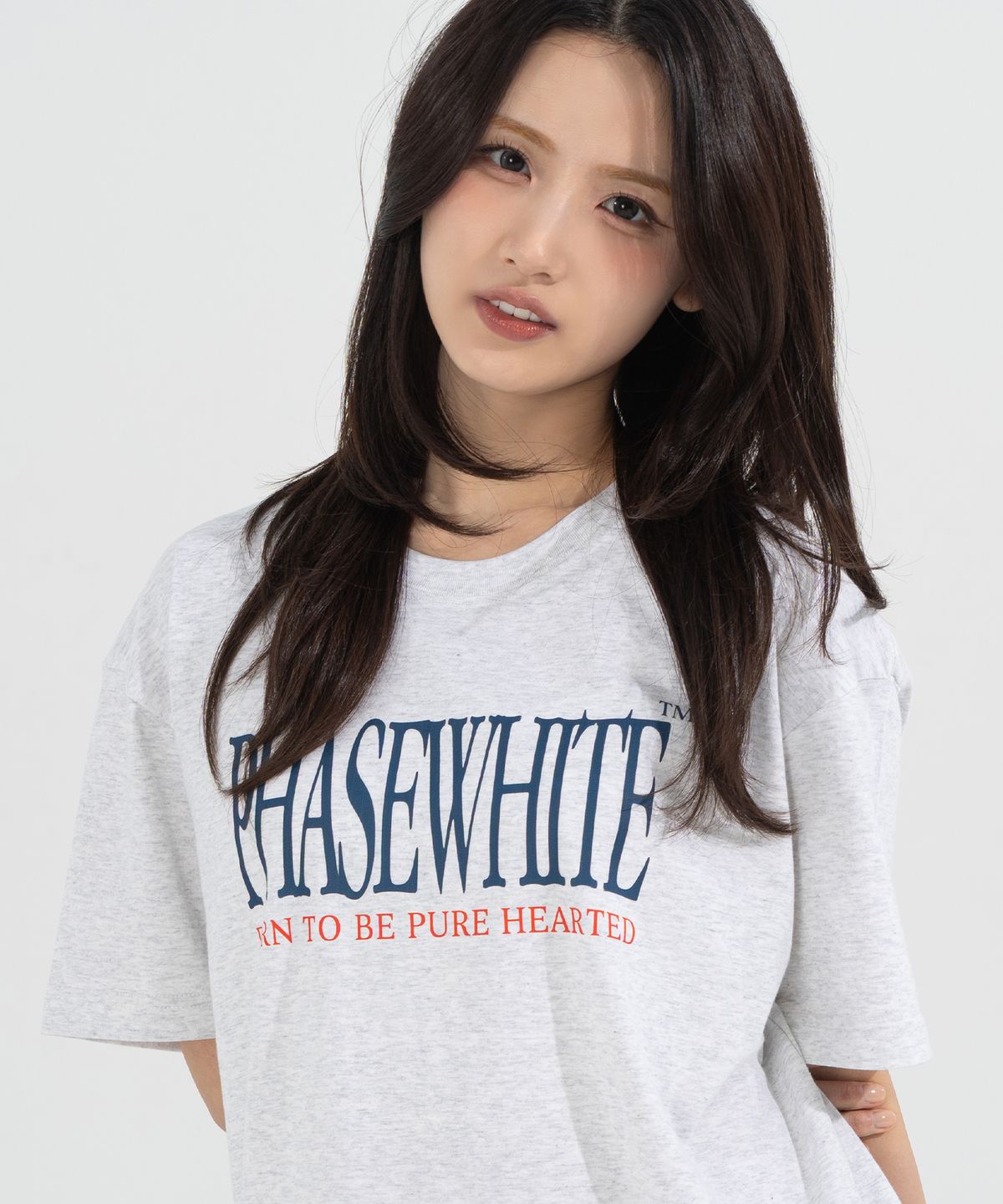 페이즈화이트(PHASEWHITE) [PHASE_3] SLOGAN LOGO TEE_LIGHT MELANGE / 8802026-ST14