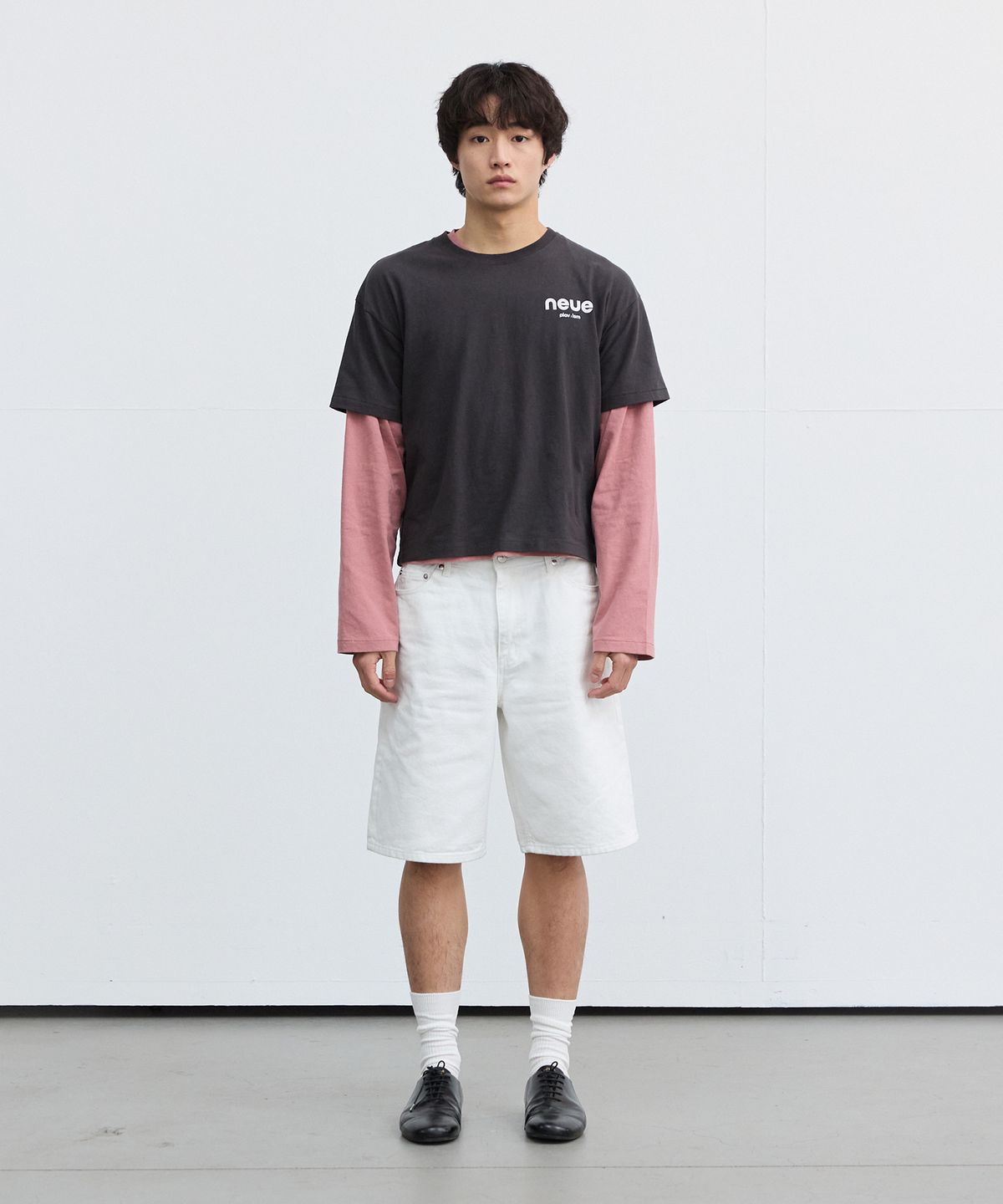 플라비즘(PLAVISM) Men Crop Long Sleeve Tee - Dark Orange