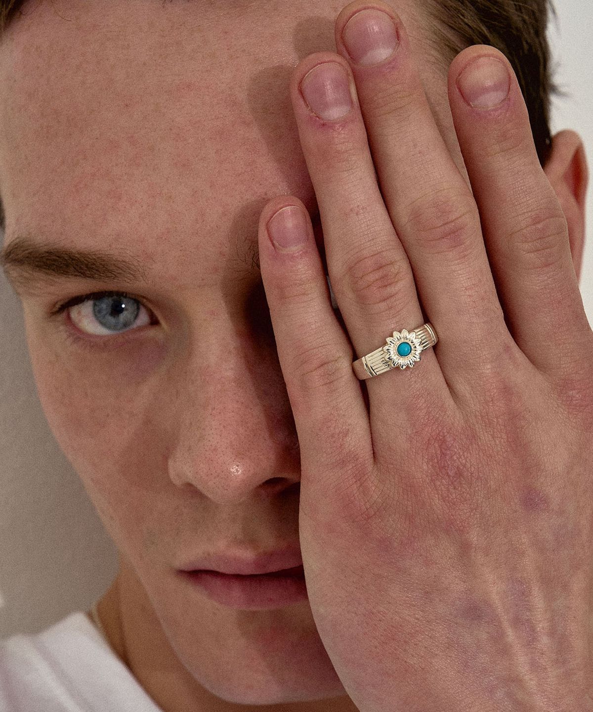 에이지47(AG47) M.C-R-18 Sky Blue Flower Ring
