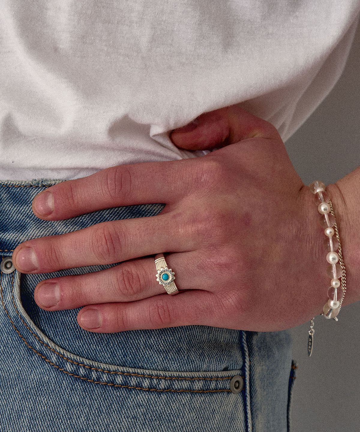 에이지47(AG47) M.C-R-18 Sky Blue Flower Ring