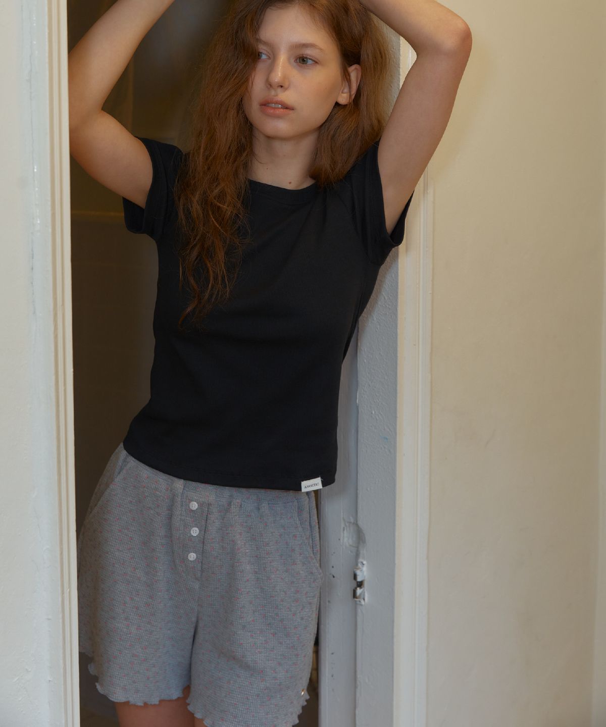 아노에틱(ANOETIC) ANC FLORAL WAFFLE SHORTS_GREY