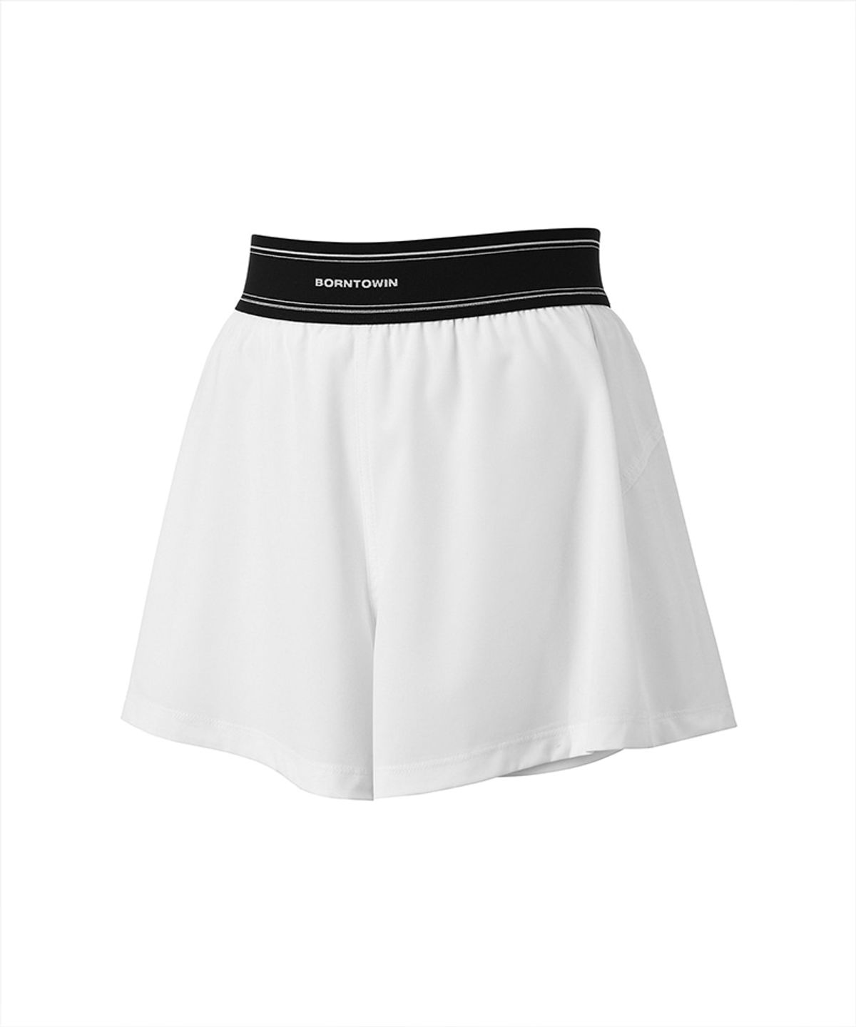 본투윈(BORN TO WIN) W DOUBLE LINE BAND FLARE SHORTS [WHITE]