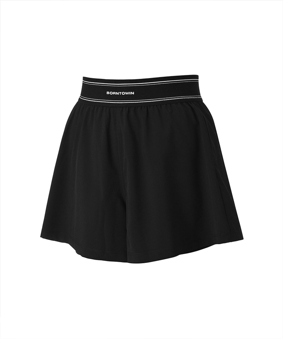 본투윈(BORN TO WIN) W DOUBLE LINE BAND FLARE SHORTS [BLACK]