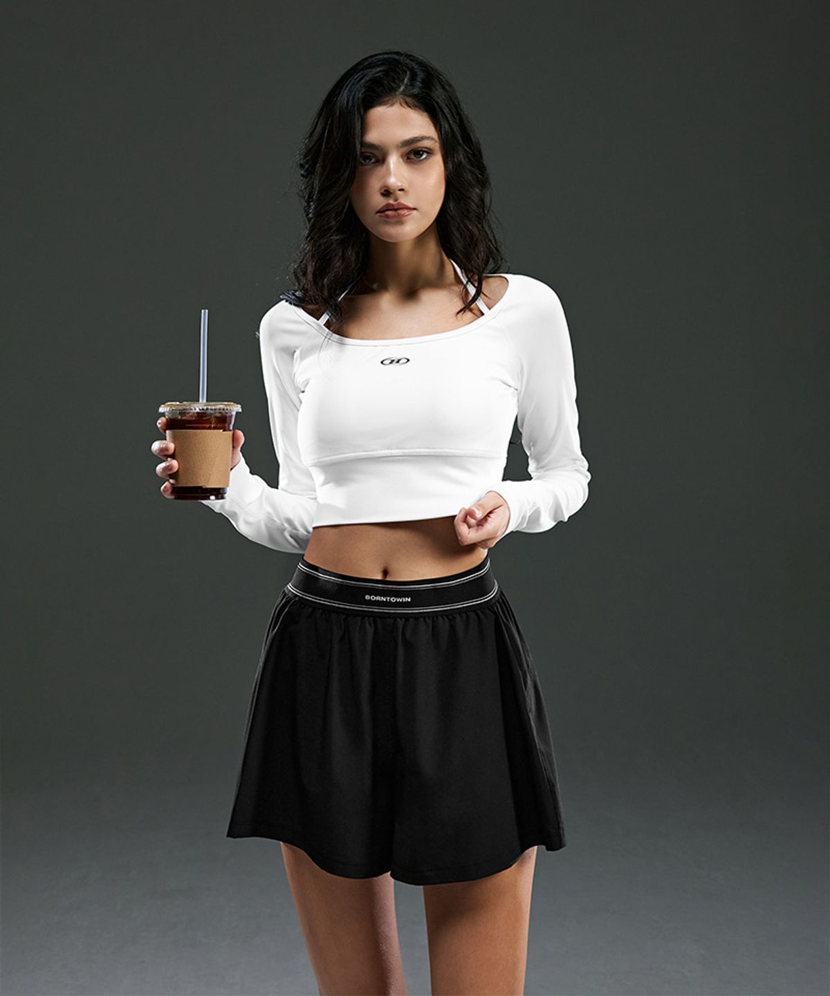 본투윈(BORN TO WIN) W LAYERED STRAP LONG SLEEVE [WHITE]
