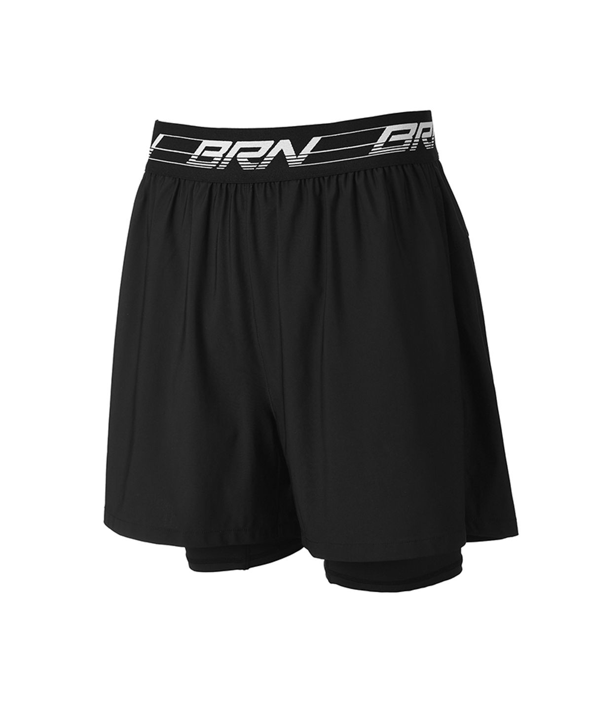 본투윈(BORN TO WIN) BRN LOGO BAND 2 IN 1 SHORTS [BLACK]