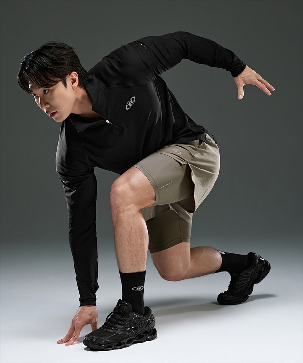본투윈(BORN TO WIN) SYMBOL B ACTIVE 2 IN 1 SHORTS [BEIGE]