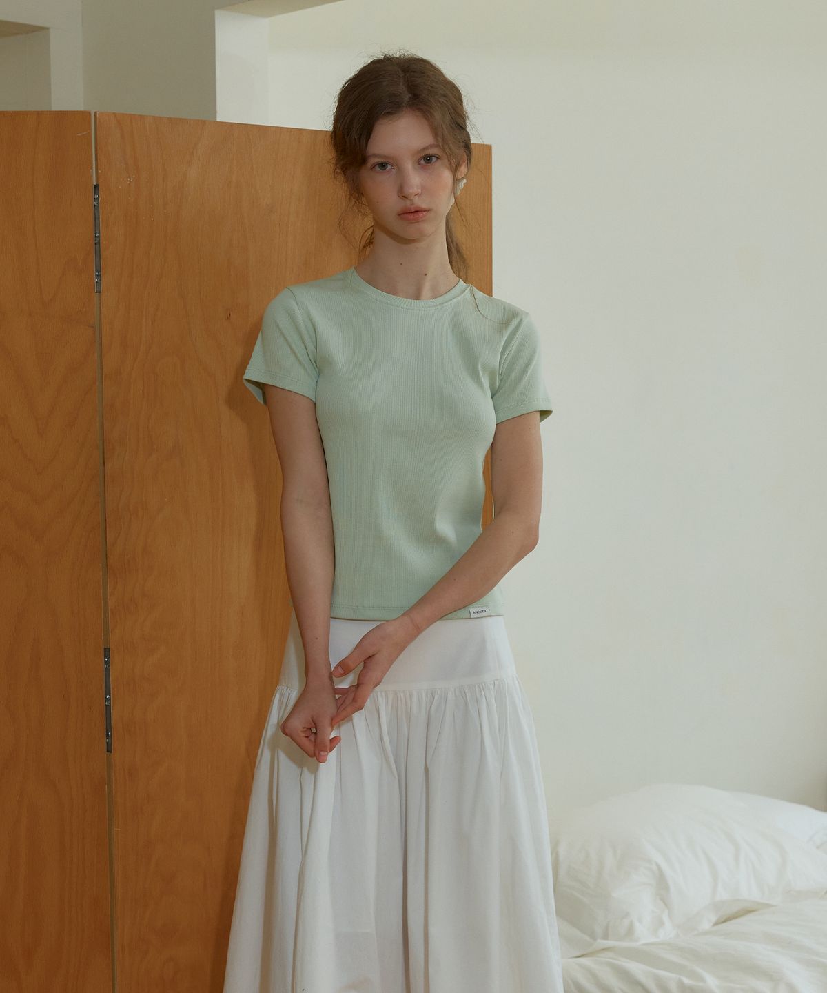아노에틱(ANOETIC) ANC ESSENTIAL ROUND T-SHIRT_SOFT GREEN