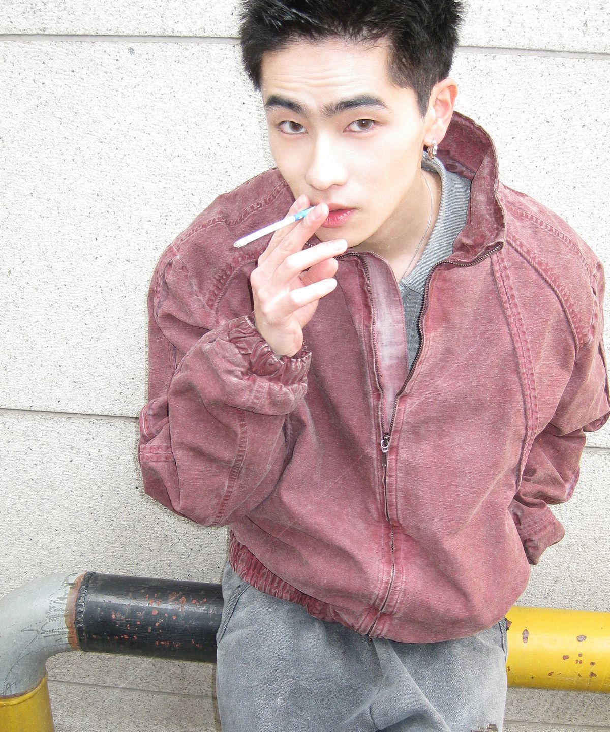 엔드릭스(EDLIX) Edge-Bound Dyed High-Neck Jacket (Burgundy)