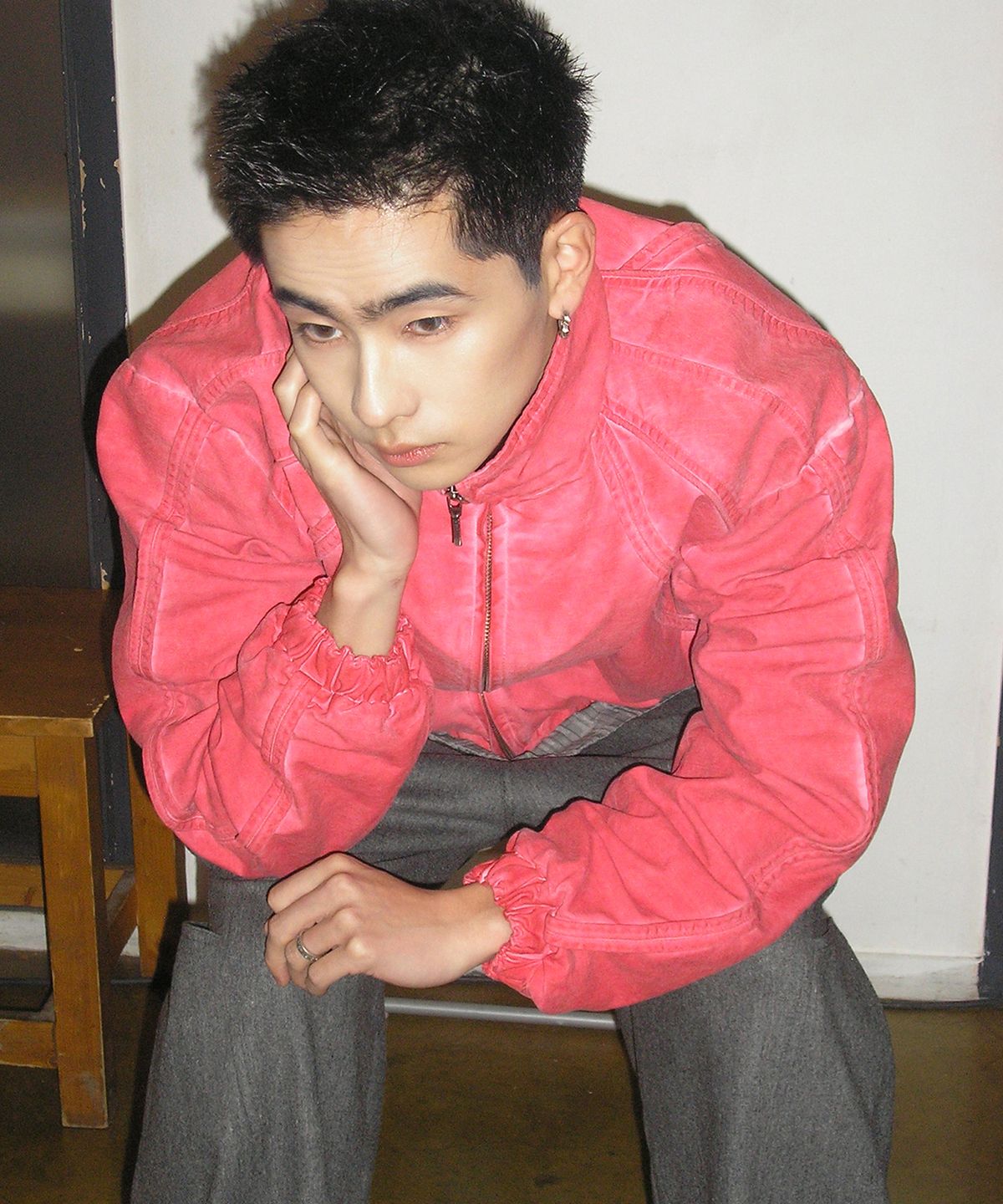 엔드릭스(EDLIX) Edge-Bound Dyed High-Neck Jacket (Muted Pink)