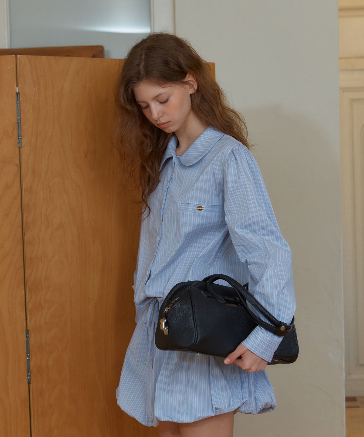 아노에틱(ANOETIC) ANC STRING STRIPE SHIRT_BLUE