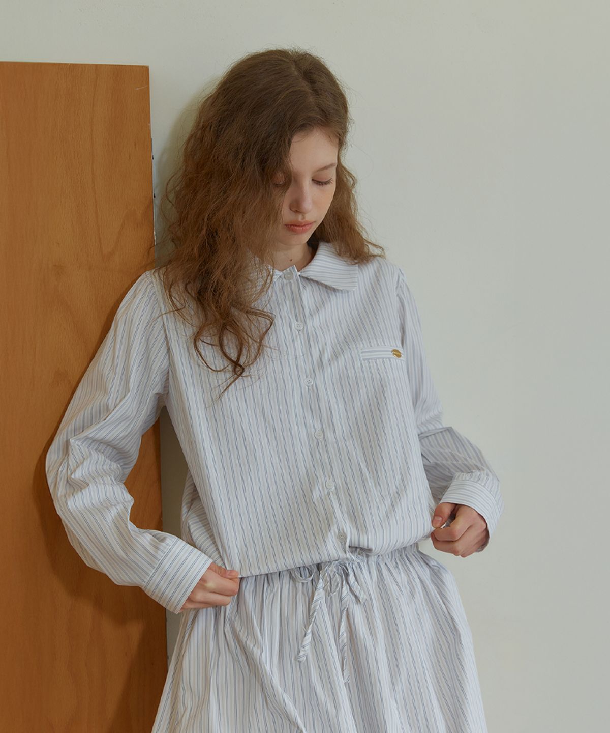 아노에틱(ANOETIC) ANC STRING STRIPE SHIRT_WHITE